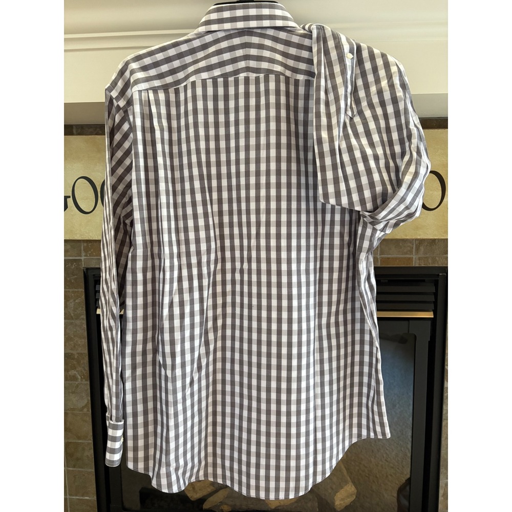 Nordstrom Men Wrinkle Free Gingham Button Down Shirt Traditional Fit Long Sleeve - Picture 4 of 8